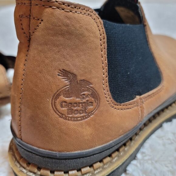 Georgia Boot Giant Revamp Romeo Gored Leather Brown Oil Resistant Work Boots - Picture 7 of 12